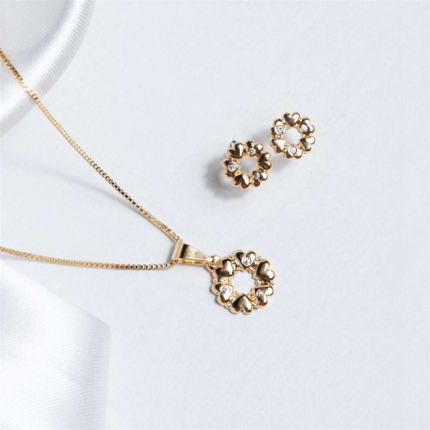 Conjunto Mandala Coração Cravejado