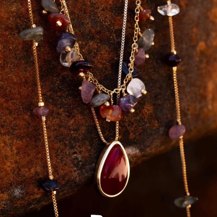 Colar Gota Pedra Natural