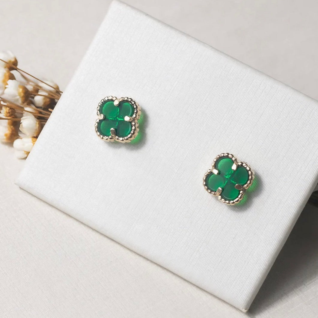 Brinco Trevo Verde Esmeralda
