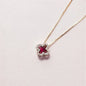Colar Trevo Vermelho Rubi com Zircônia