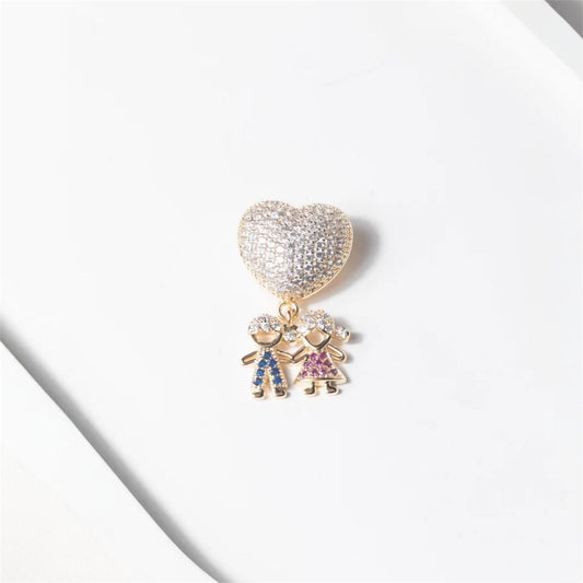 Pingente Coração Cravejado Casal Color