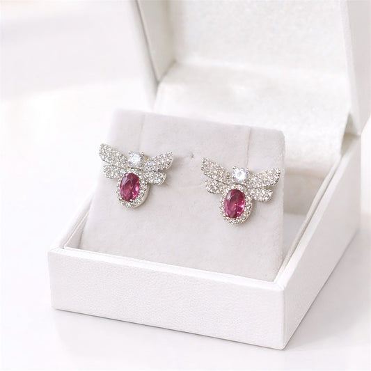 Brinco Abelha Cravejada Pink