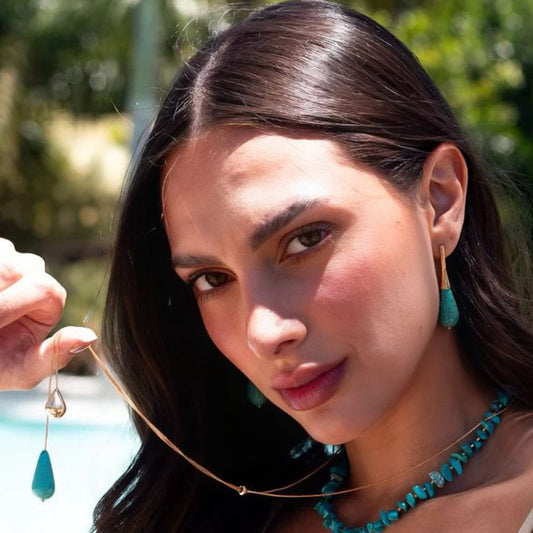 Brinco Gota Pedra Natural