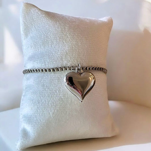 Pulseira de Coração Cheio Corrente Veneziana