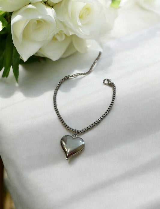 Pulseira de Coração Cheio Corrente Veneziana